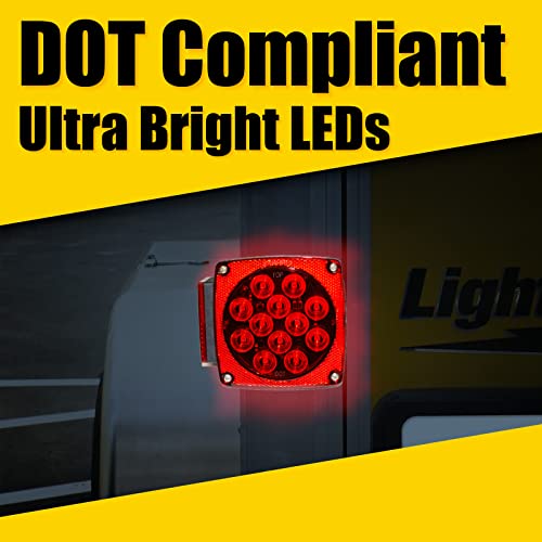 Trailer Light Kit MaxxHaul 70205 - 12V All LED , Left and Right Waterproof Submersible for Trailers, Boat Trailer Truck Marine Camper RV Snowmobile