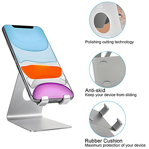 Cell Phone Stand , Desk Phone Holder, Cradle, Dock, Compatible with All 4-8inch Phones, Office Kitchen Traveling Accessories T1 Grey