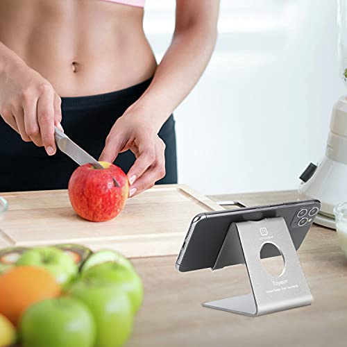Cell Phone Stand , Desk Phone Holder, Cradle, Dock, Compatible with All 4-8inch Phones, Office Kitchen Traveling Accessories T1 Grey