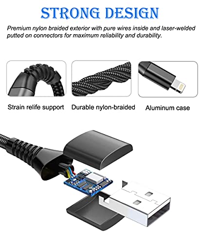 iPhone Charger,Nylon Lightning Cable 2pack, High Speed Data Sync Transfer Cord for iPhone, iPad