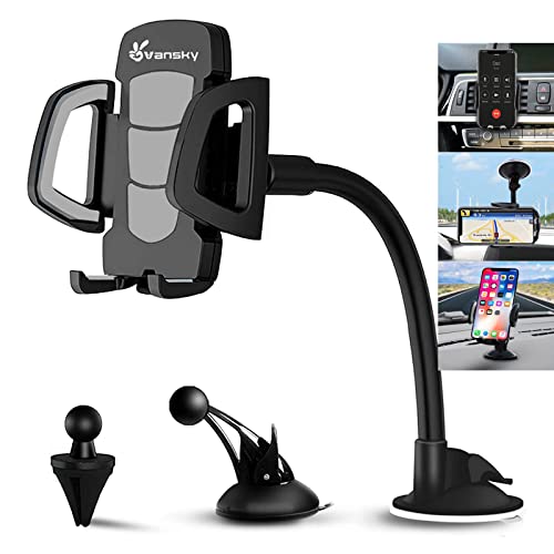 Car Phone Holder Mount, 3-in-1 Universal ,Air Vent Holder Dashboard Mount for iPhone , Samsung Galaxy LG Sony