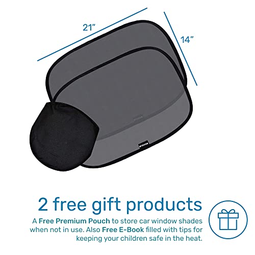 Car Window Shade (2 Pack) - 21"x14" Cling Sunshade for Car Windows - Sun, Glare and UV Rays Protection for Child
