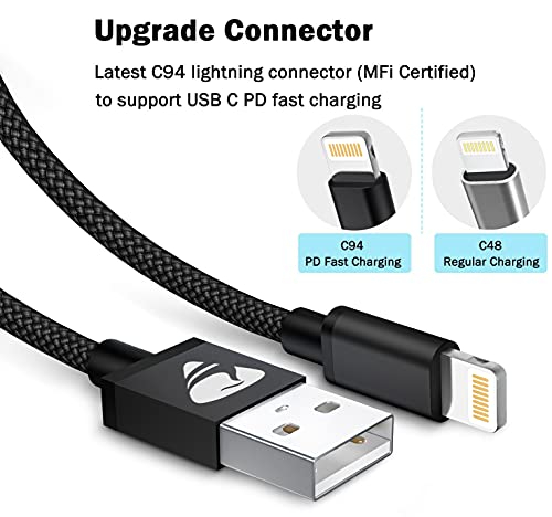 iPhone Charger,Nylon Lightning Cable 2pack, High Speed Data Sync Transfer Cord for iPhone, iPad