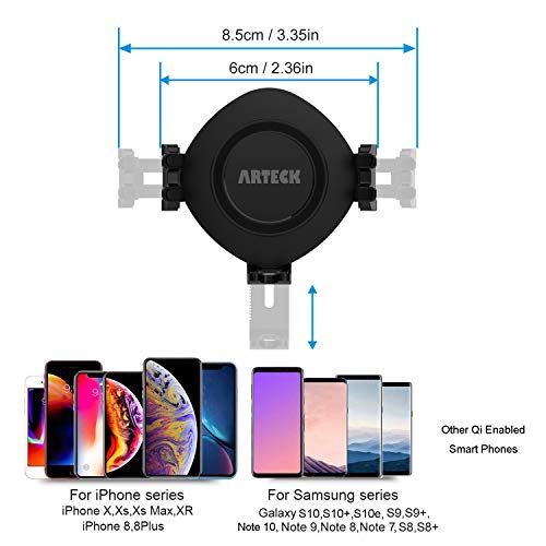 10W Wireless Car Charger Mount, Air Vent Universal Phone Holder Fast Charging compatible with iPhone & Samsung Galaxy S Note and Other Cellphone