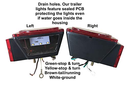 Trailer Light Kit MaxxHaul 70205 - 12V All LED , Left and Right Waterproof Submersible for Trailers, Boat Trailer Truck Marine Camper RV Snowmobile