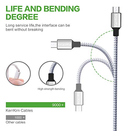 Micro USB Cable, 2 Pack 6Ft Nylon Braided Data Sync Transfer Cord Android Charger For Samsung Galaxy S7 Edge Camera Xbox