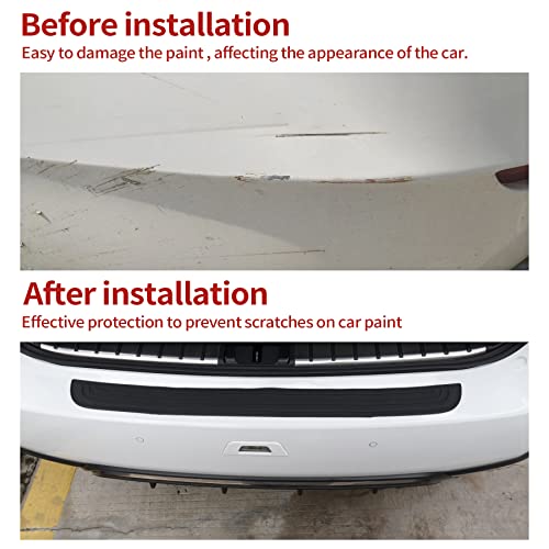 Car Rear Bumper Protector 35.1inch x2.75inch Car/SUV Universal Rubber Anti-Scratch Trunk Exterior Accessories(Black)