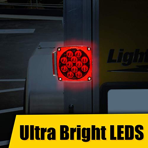 Trailer Light Kit MaxxHaul 70205 - 12V All LED , Left and Right Waterproof Submersible for Trailers, Boat Trailer Truck Marine Camper RV Snowmobile