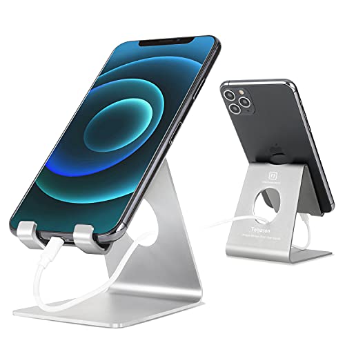 Cell Phone Stand , Desk Phone Holder, Cradle, Dock, Compatible with All 4-8inch Phones, Office Kitchen Traveling Accessories T1 Grey