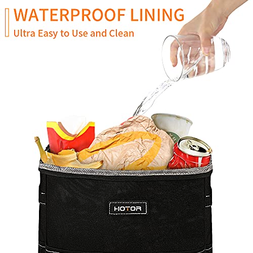 Car Trash Can with Lid and Storage Pockets, 100% Leak-Proof , Waterproof Car Garbage Can, Multipurpose Trash Bin for Car - Black