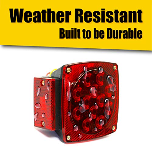 Trailer Light Kit MaxxHaul 70205 - 12V All LED , Left and Right Waterproof Submersible for Trailers, Boat Trailer Truck Marine Camper RV Snowmobile