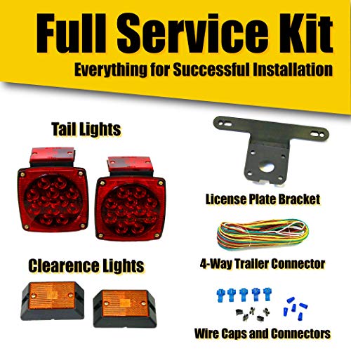 Trailer Light Kit MaxxHaul 70205 - 12V All LED , Left and Right Waterproof Submersible for Trailers, Boat Trailer Truck Marine Camper RV Snowmobile