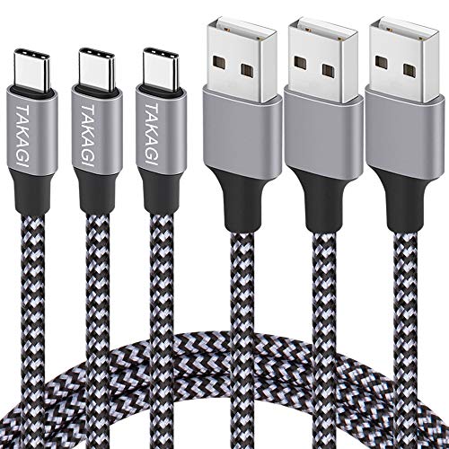 USB Type C Cable 3A Fast Charging, (3-Pack 6feet) USB-A to USB-C Nylon Braided Data Sync Transfer Cord For Galaxy