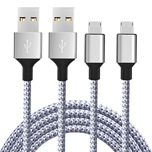 Micro USB Cable, 2 Pack 6Ft Nylon Braided Data Sync Transfer Cord Android Charger For Samsung Galaxy S7 Edge Camera Xbox