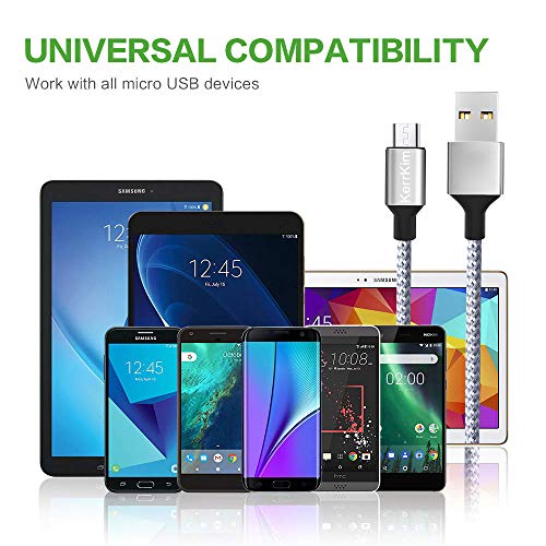 Micro USB Cable, 2 Pack 6Ft Nylon Braided Data Sync Transfer Cord Android Charger For Samsung Galaxy S7 Edge Camera Xbox