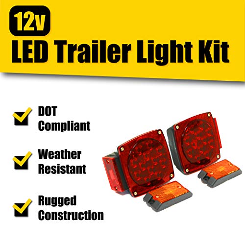Trailer Light Kit MaxxHaul 70205 - 12V All LED , Left and Right Waterproof Submersible for Trailers, Boat Trailer Truck Marine Camper RV Snowmobile