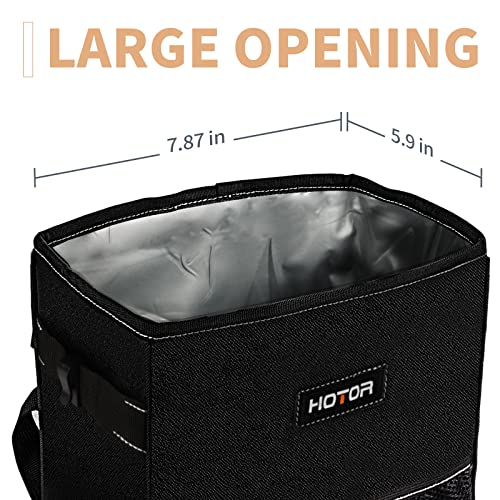 Car Trash Can with Lid and Storage Pockets, 100% Leak-Proof , Waterproof Car Garbage Can, Multipurpose Trash Bin for Car - Black