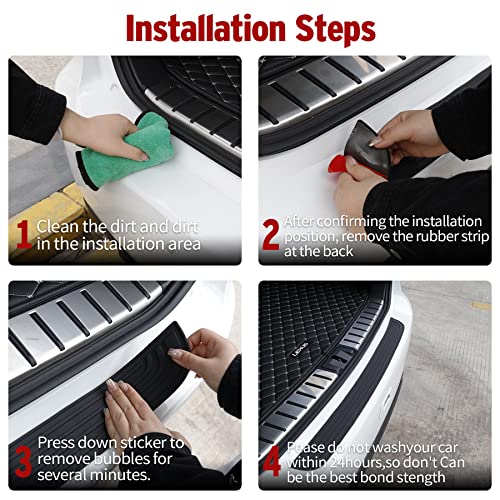 Car Rear Bumper Protector 35.1inch x2.75inch Car/SUV Universal Rubber Anti-Scratch Trunk Exterior Accessories(Black)