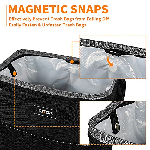 Car Trash Can with Lid and Storage Pockets, 100% Leak-Proof , Waterproof Car Garbage Can, Multipurpose Trash Bin for Car - Black