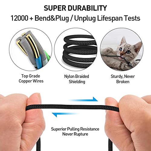 iPhone Charger,Nylon Lightning Cable 2pack, High Speed Data Sync Transfer Cord for iPhone, iPad