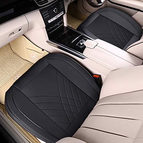 Car Seat Cover Premium PU - Front Seat Protector Works with 95 % of Vehicles - Padded, Anti-Slip, Full Wrapping Edge - (Dimensions: 21'' x 20.5'') - 1 Piece, Black