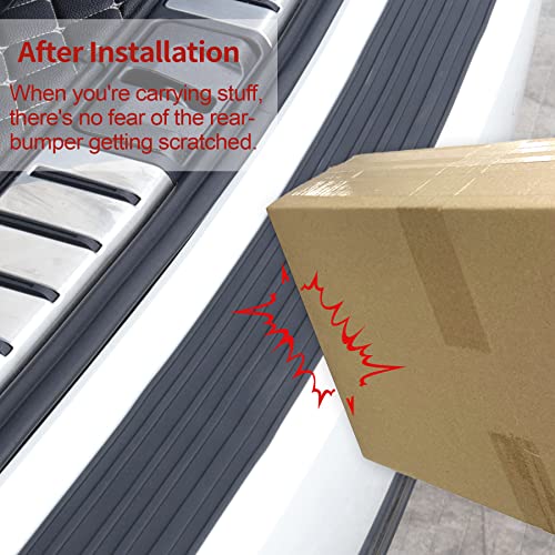 Car Rear Bumper Protector 35.1inch x2.75inch Car/SUV Universal Rubber Anti-Scratch Trunk Exterior Accessories(Black)