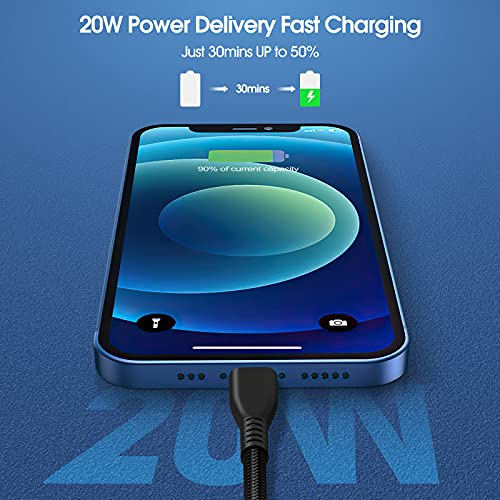USB C to Lightning Cable 2 Pack 20W 6FT, Nylon Braided Fast Charging Cord