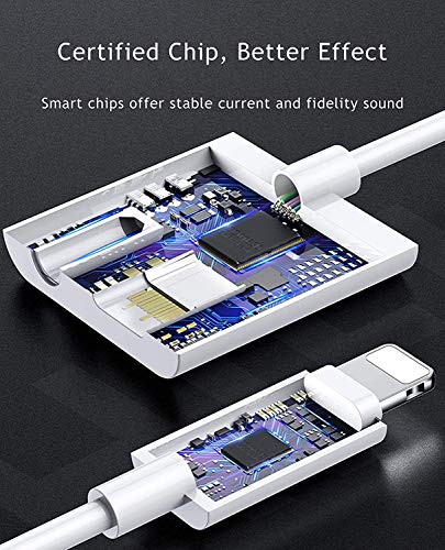 iPhone Headphones Adapter,2 in 1 Lightning to 3.5 mm Headphone Jack Aux ,Dual Ports Dongle Charger