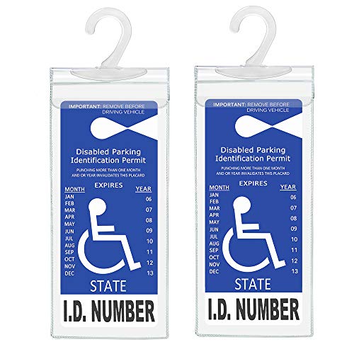 Ultra Transparent Handicap Parking Permit Placard Protective Holder Cover with Large Hanger (Set of 2)