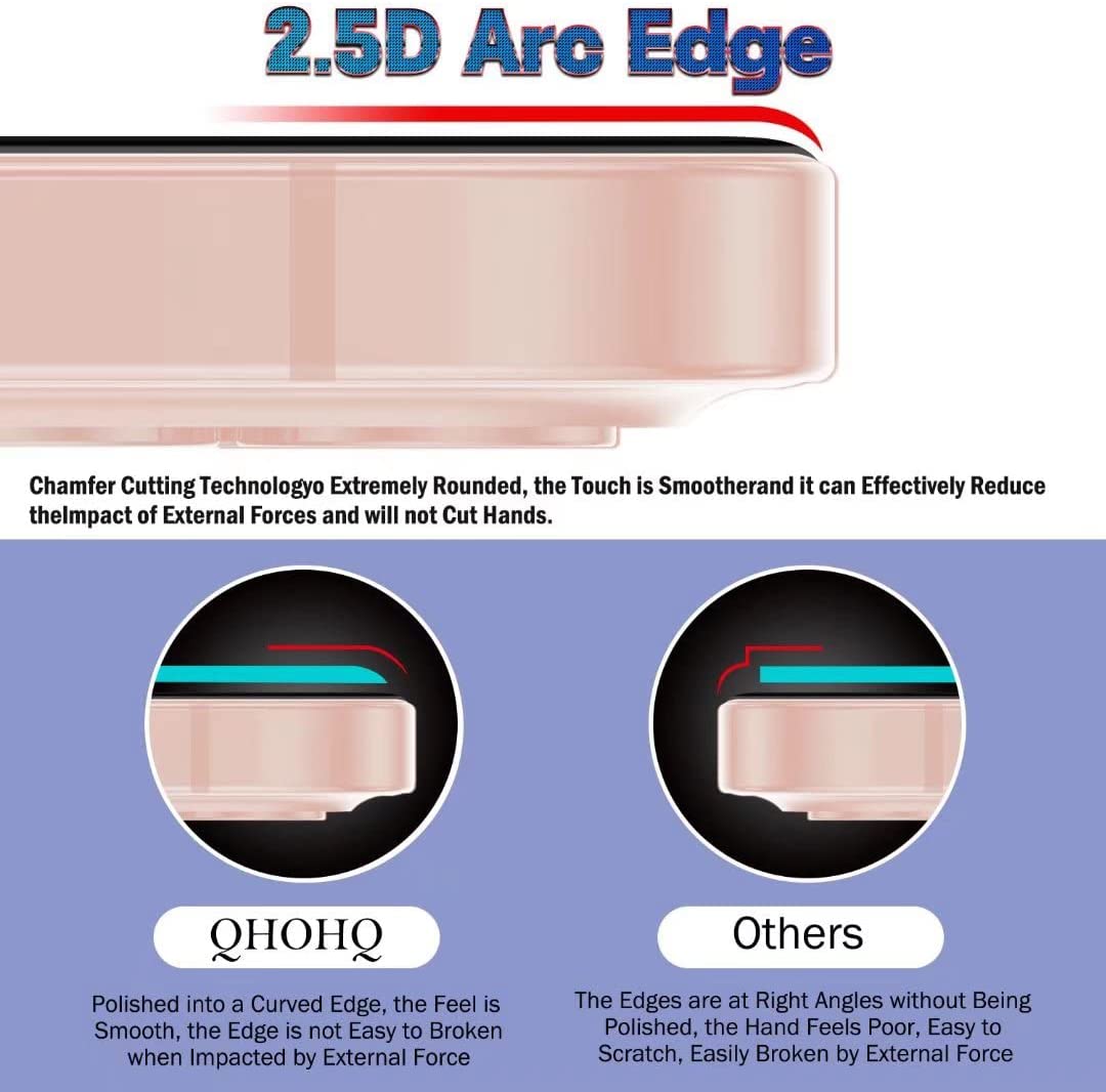 Screen Protector QHOHQ 3 Pack Designed for iPhone 13 6.1 Inch with 3 Pack Tempered Glass Camera Lens Protector, Ultra HD