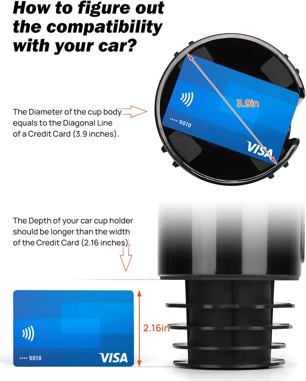 Stable Car Cup Holder Expander , Hydro Flask, Nalgene, Large Car Cup Holders