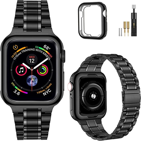 Apple Watch Solid Stainless Steel Band - 45mm 44mm 42mm 41mm 40mm 38mm, Metal Strap
