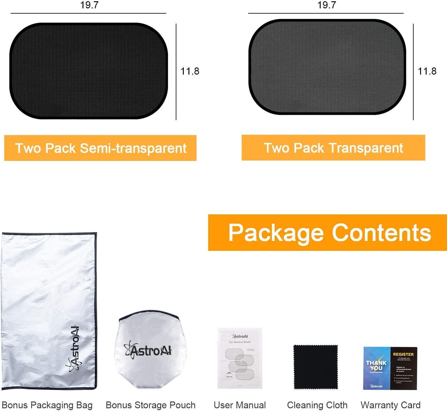 Car Window Shade, Car Window Shade Baby-Cling Sunshade for Side Windows-80GSM UPF50+ Blocks Sun, Glare and Over 97% of UV Rays Protection