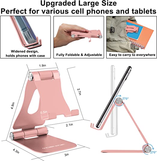 Cell Phone Stand, Upgraded Phone Stand for Desk, Adjustable Tablet Stand