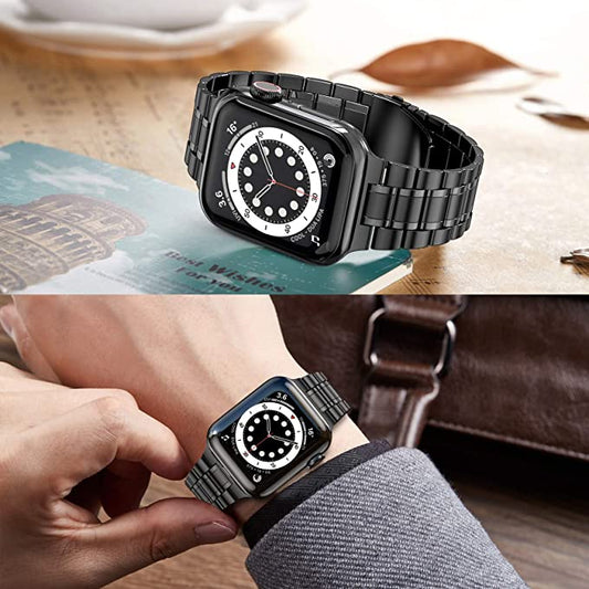 Apple Watch Solid Stainless Steel Band - 45mm 44mm 42mm 41mm 40mm 38mm, Metal Strap