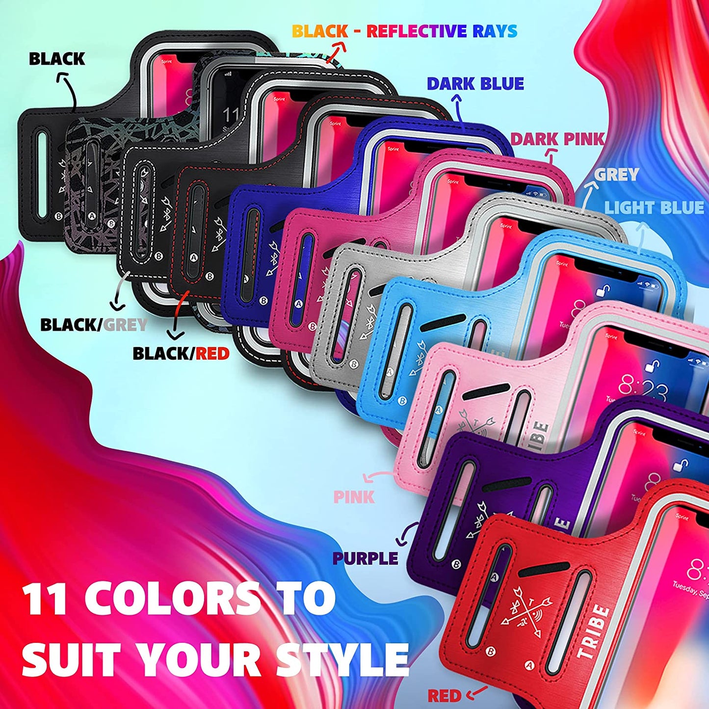 Water Resistant Cell Phone Armband Case Running Holder for iPhone Pro Max Plus Mini SE