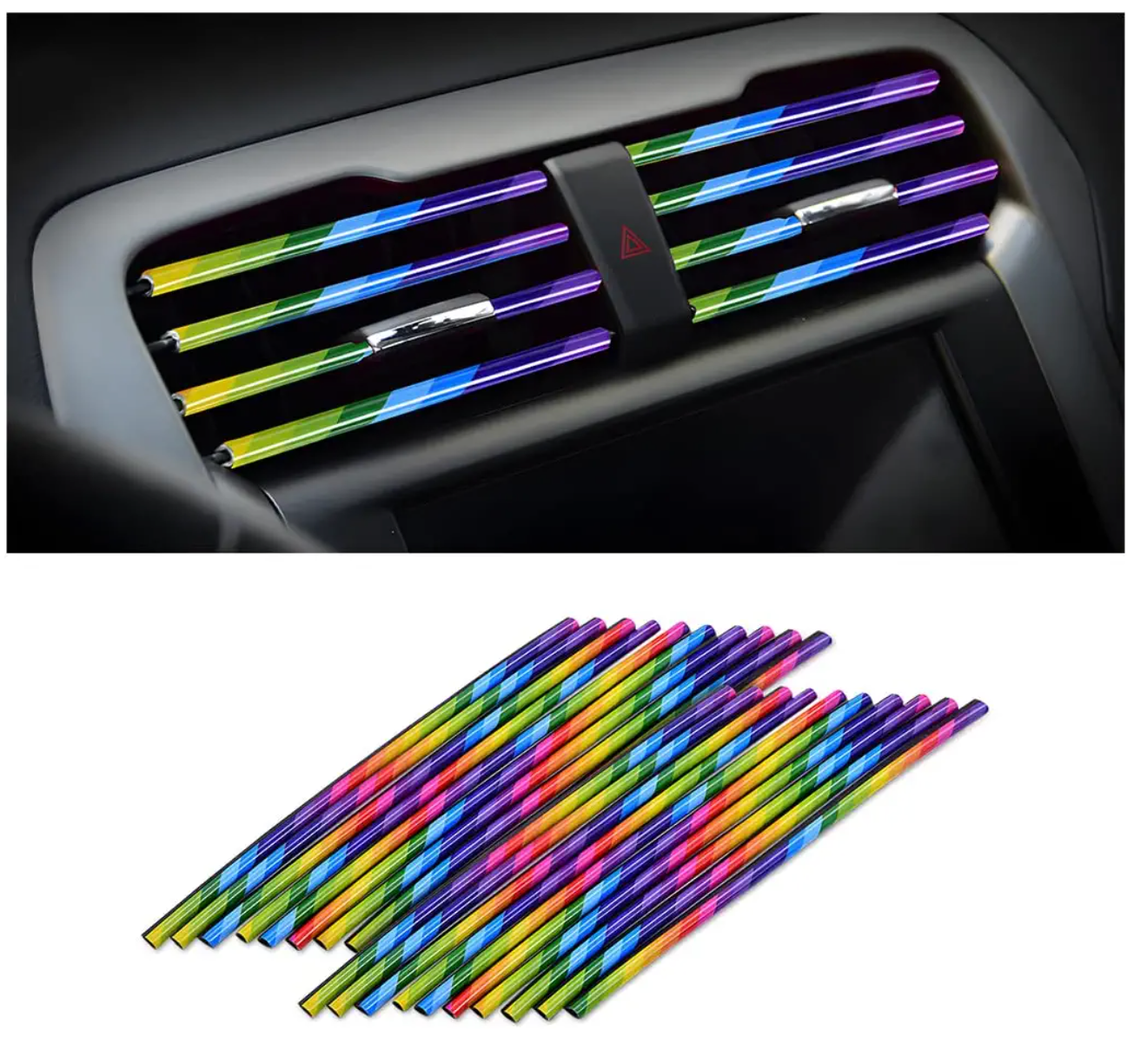 Car Air Conditioner Decoration Strip 8sanlione for Vent Outlet, Universal Waterproof Bendable Air Vent Outlet Trim Decoration (20 Pieces)