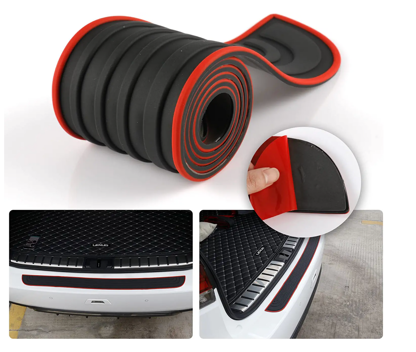 Car Rear Bumper Protector 35.1inch x2.75inch Car/SUV Universal Rubber Anti-Scratch Trunk Exterior Accessories(Black)
