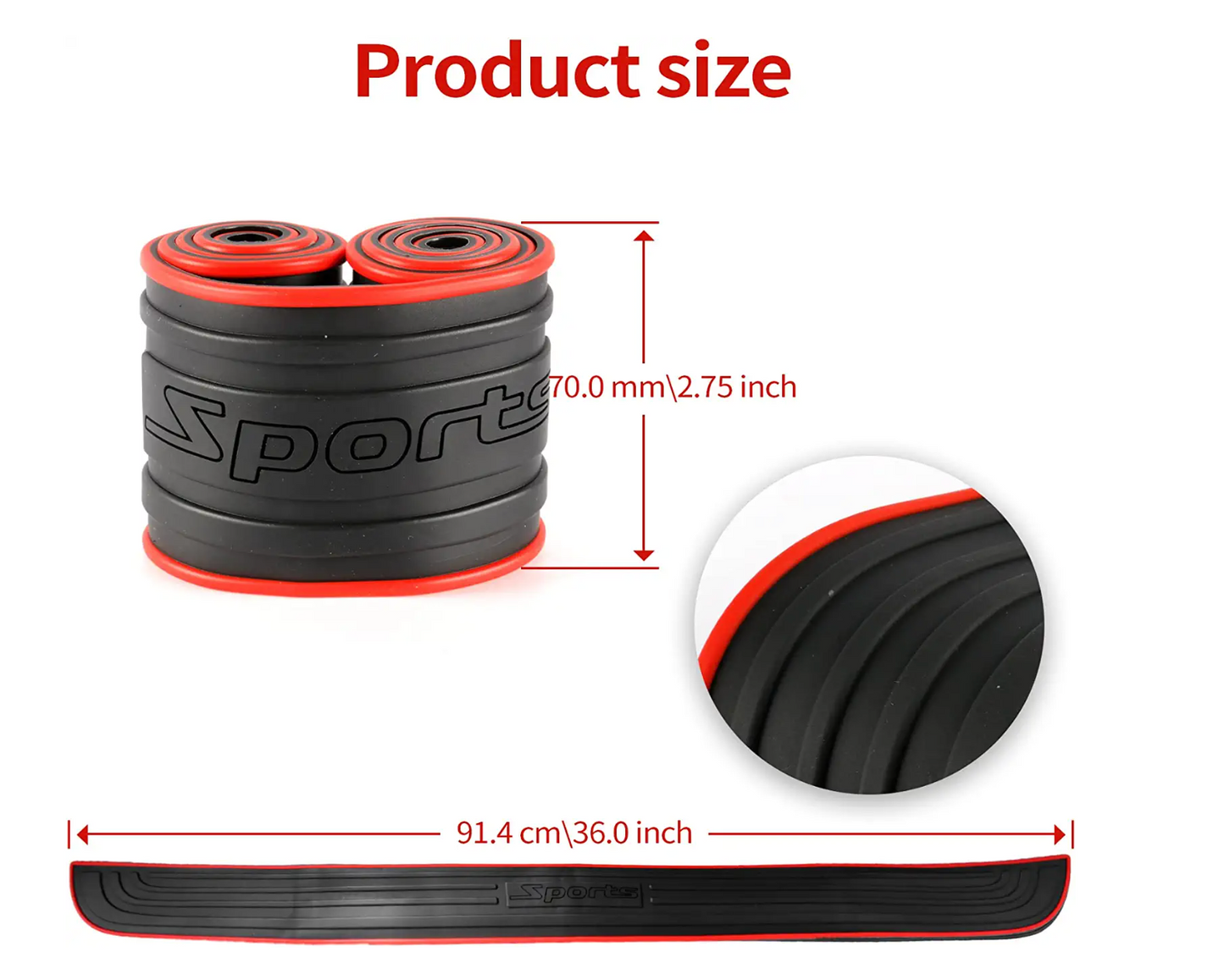 Car Rear Bumper Protector 35.1inch x2.75inch Car/SUV Universal Rubber Anti-Scratch Trunk Exterior Accessories(Black)