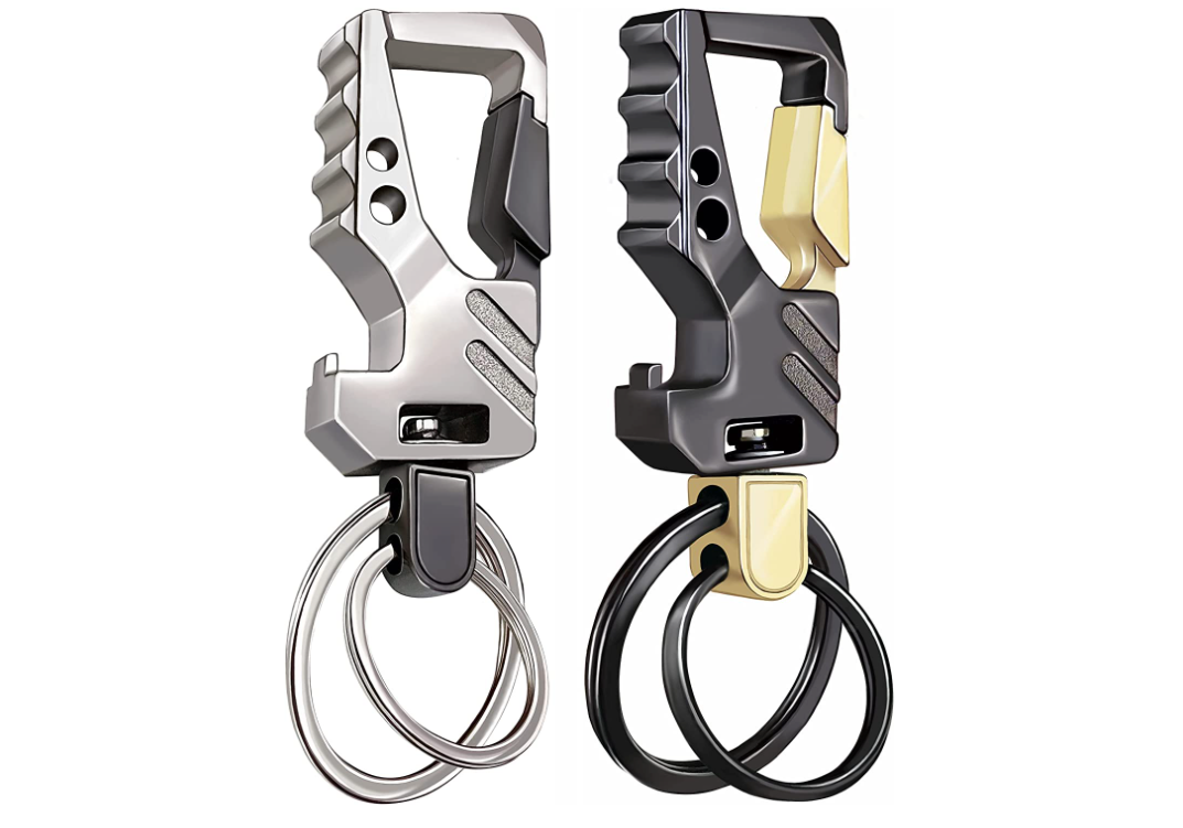 Heavy Duty Key Chain Bottle Opener,Carabiner Car Key Chains for Men and Women(Black and Gold)