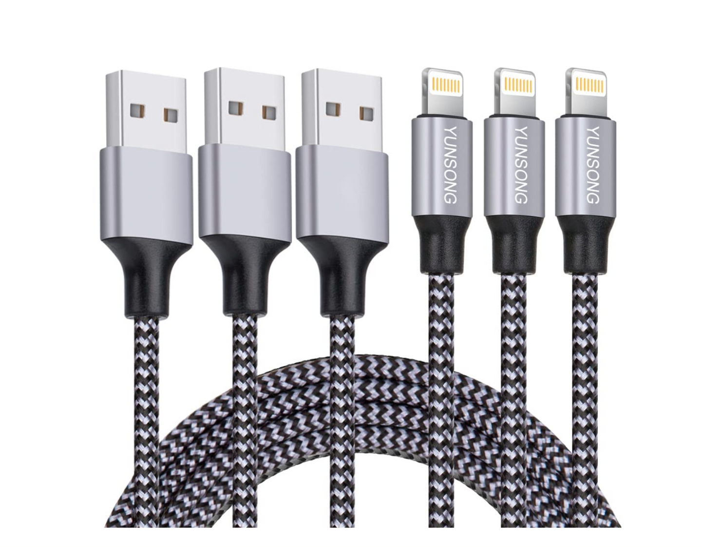 iPhone Charger 6ft/10ft 3Pack Lightning Cable,Nylon Braided High Speed Data Sync Transfer For iPhone iPad iPod
