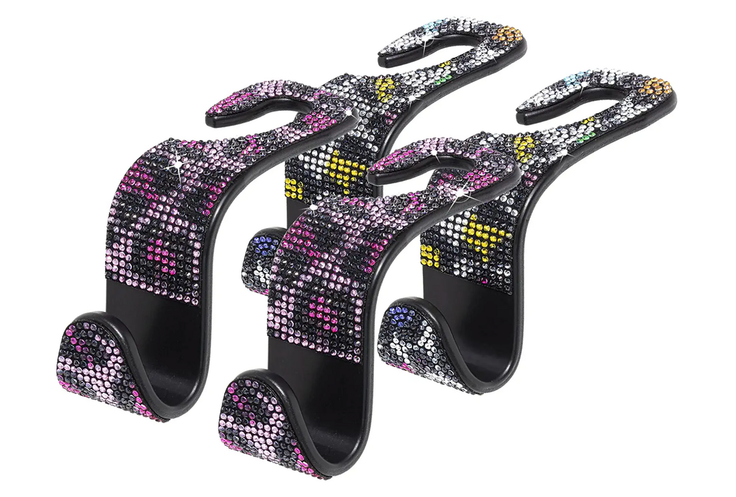 Car Seat Headrest Hooks, Car Hook Hangers Storage Organizer Interior Accessories for Purse Coats Umbrellas Grocery Bags Handbag, 4-Pack