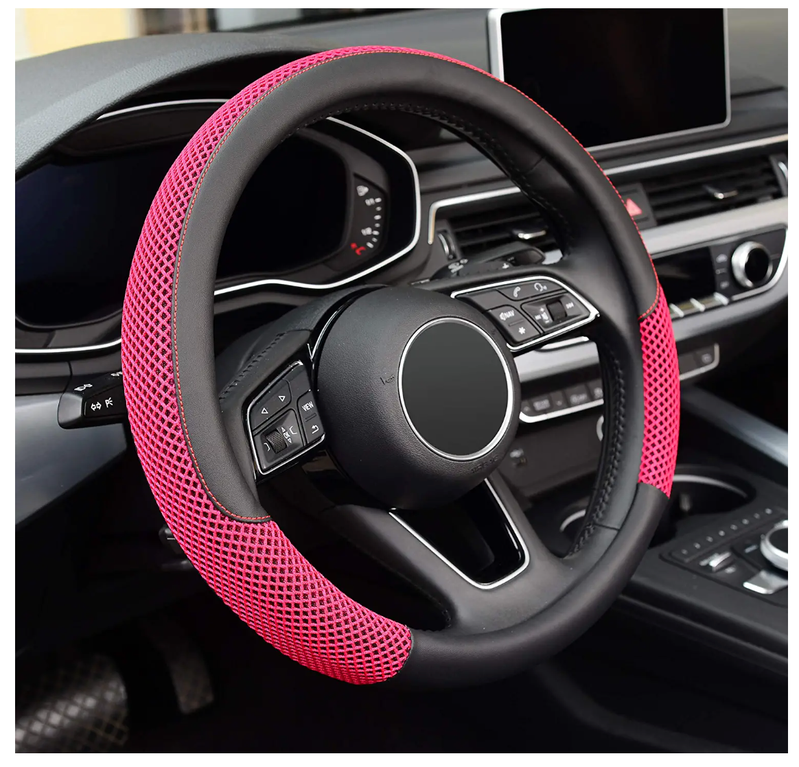 Steering Wheel Cover, Universal 15 inch, Microfiber Leather Viscose, Breathable, Anti-Slip,Warm in Winter and Cool in Summer, Black
