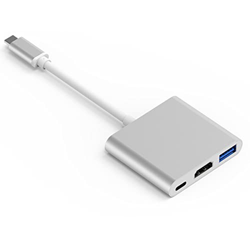 USB Type-c to HDMI 4K + USB 3.0 Standard + PD Charging Port 3 in 1 Adapter(Silver)