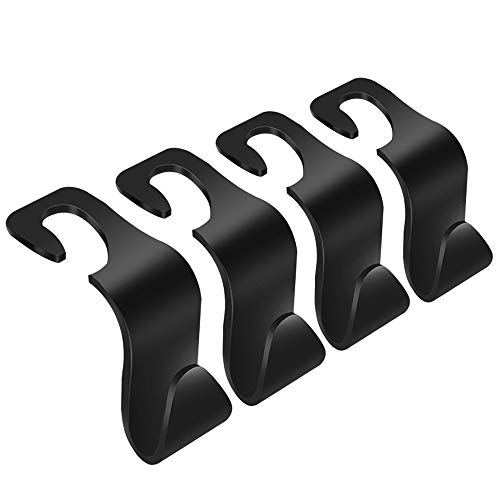 Car Seat Headrest Hook 4 Pack Hanger Storage Organizer Universal for Handbag Purse Coat fit Universal Vehicle Car Black S Type