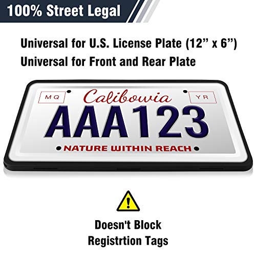 Intermerge License Plate Frames, 2 Pack Universal US Car Black TPU License Plate Bracket Holder. Rust-Proof, Rattle-Proof, Weather-Proof with Drainage Holes Car Accessories