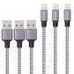 iPhone Charger 6ft/10ft 3Pack Lightning Cable,Nylon Braided High Speed Data Sync Transfer For iPhone iPad iPod