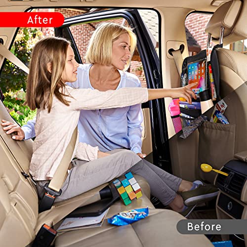 Backseat Car Organizer , Kick Mats Back Seat Protector with Touch Screen Tablet Holder,  for Kids, Kick Mat with 9 Storage Pockets 2 Pack