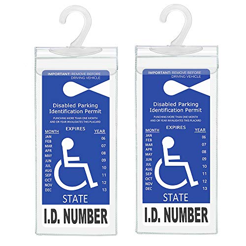 Ultra Transparent Handicap Parking Permit Placard Protective Holder Cover with Large Hanger  (Set of 2)