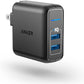 USB Charger, Elite Dual Port 24W Wall Charger, PowerPort 2 with PowerIQ and Foldable Plug